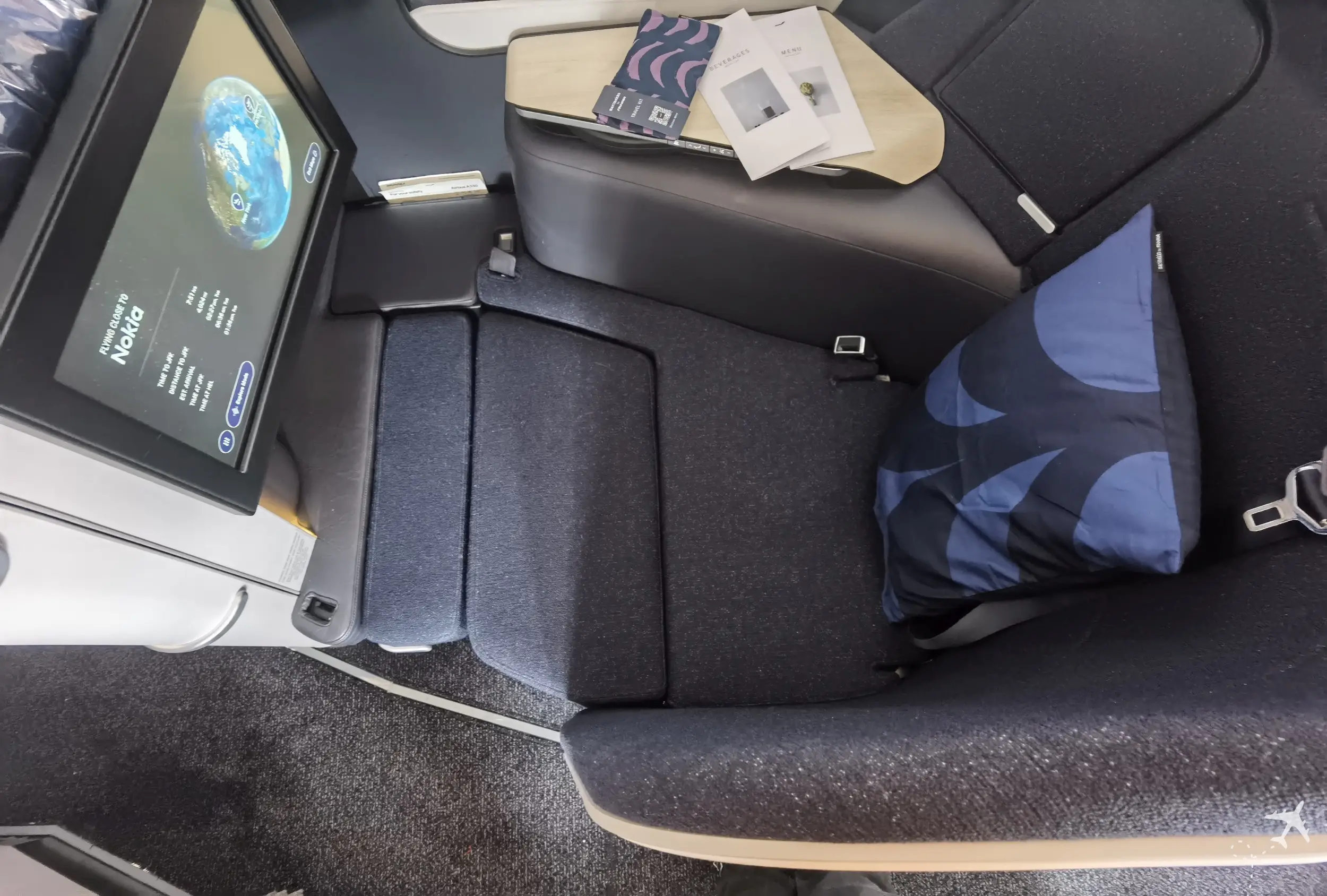 Finnair Business Class HEL JFK Sitz Liegemodus