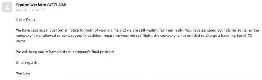 weclaim no admin fee