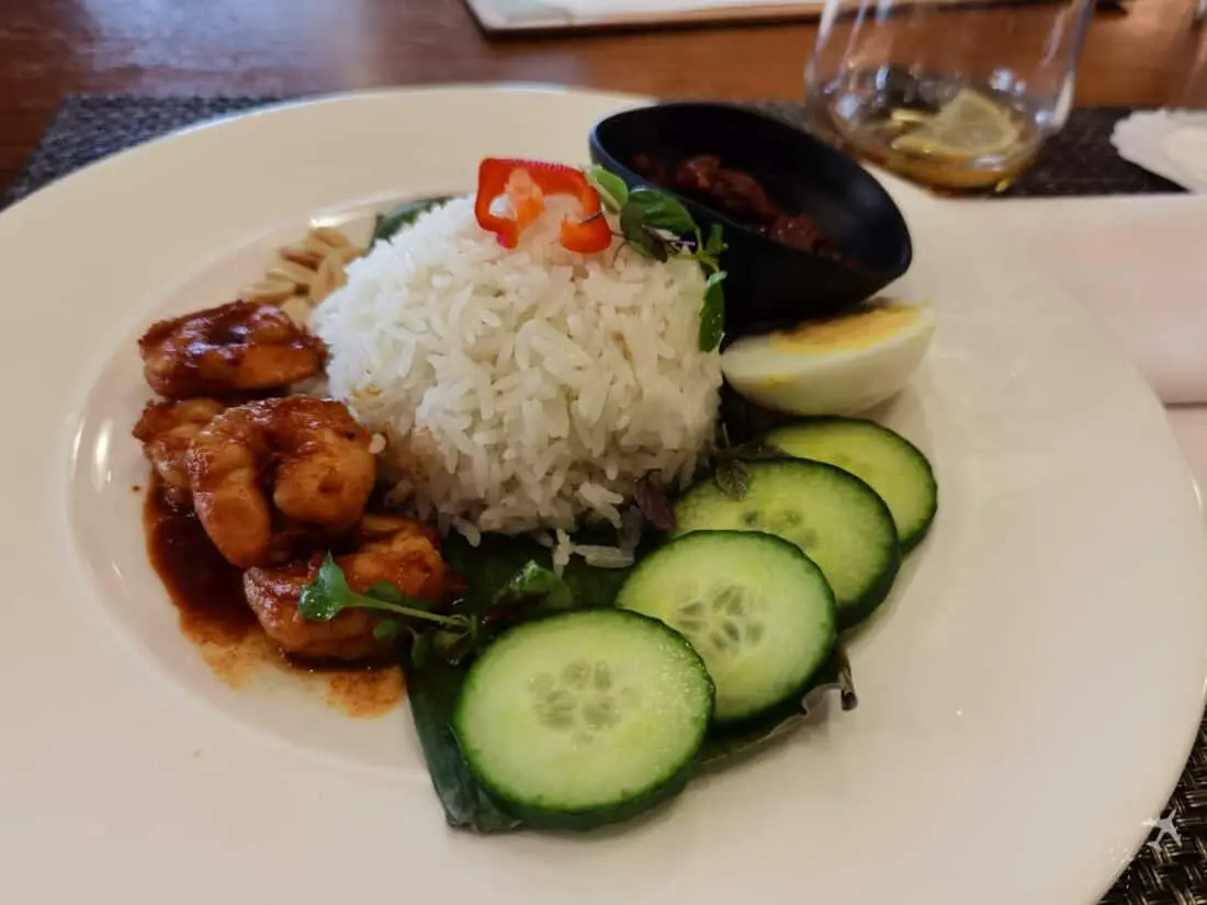 CX F Lounge LHR Shrimps