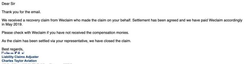 weclaim charles taylor aviation response
