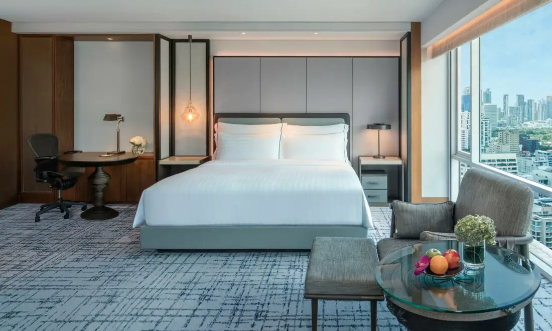 Conrad Bangkok grand premium room king bedroom day