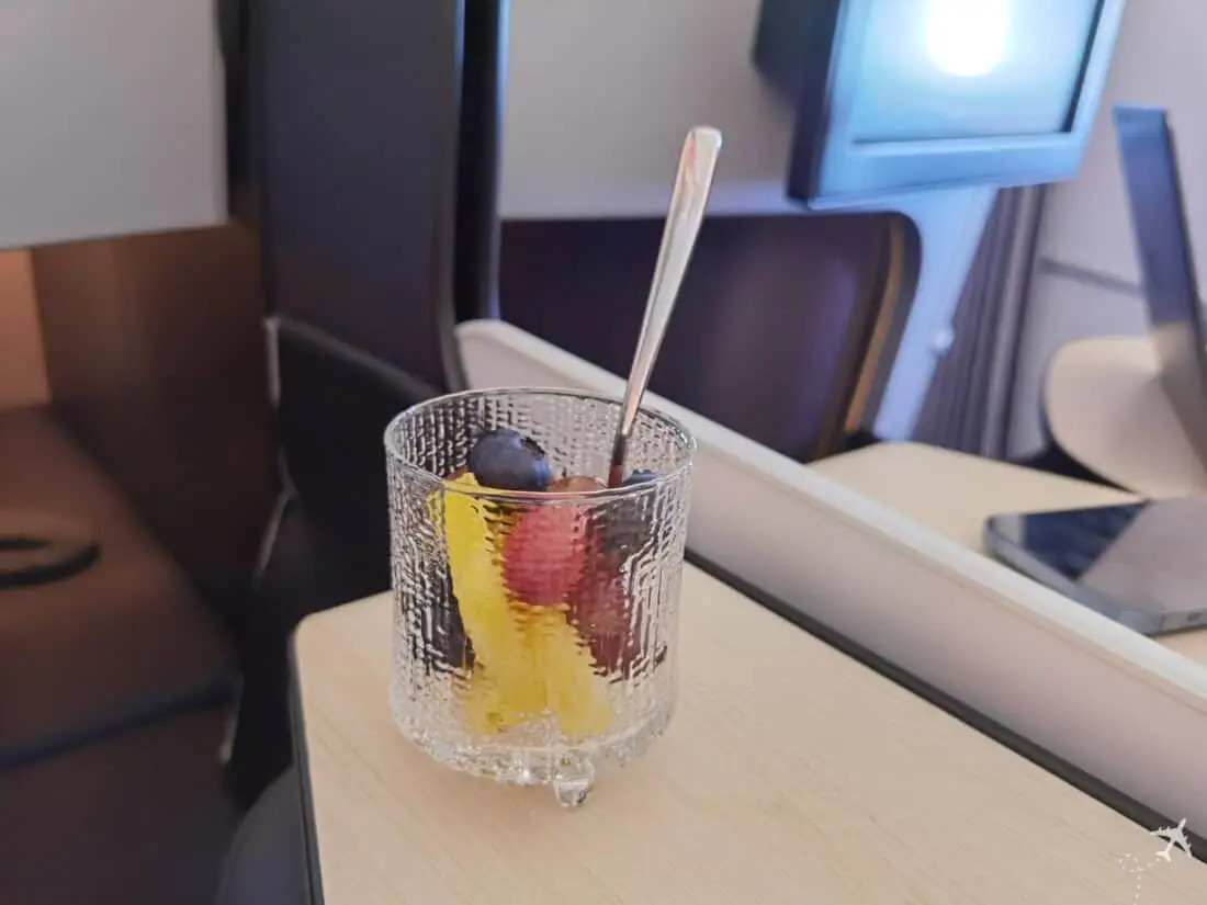 Finnair Business Class HEL JFK Obstglas