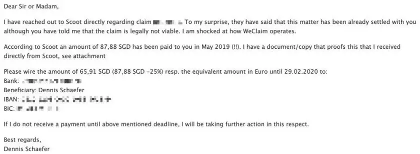 weclaim letter deadline