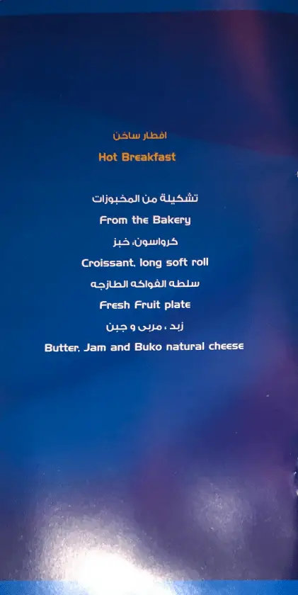 Bewertung EgyptAir Business Class A330 BKK CAI Menu 6