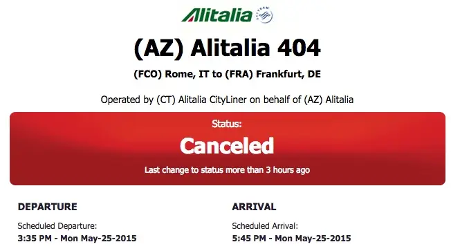 Flightstats Flug gecancelt