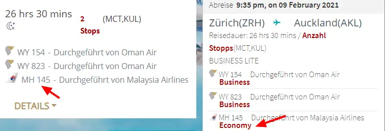 ZRH AKL Eco Leg WY