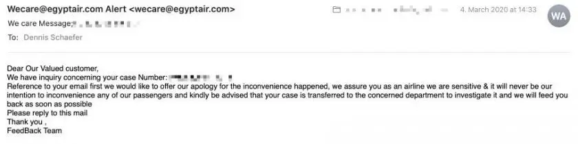EgyptAir Wecare Generic Answer