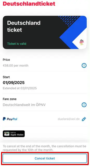 Cancel Deutschlandticket I