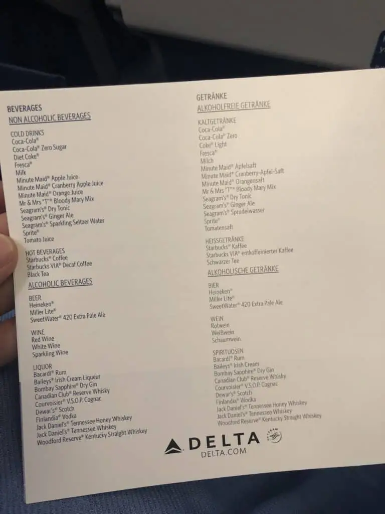 Delta Bewertung Speisekarte