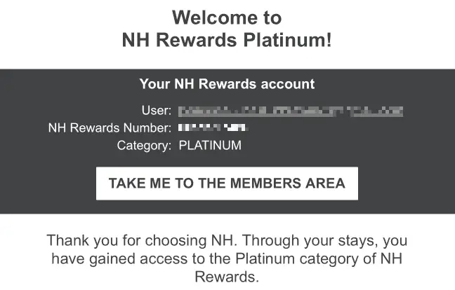 NH Rewards Platinum Bestaetigung