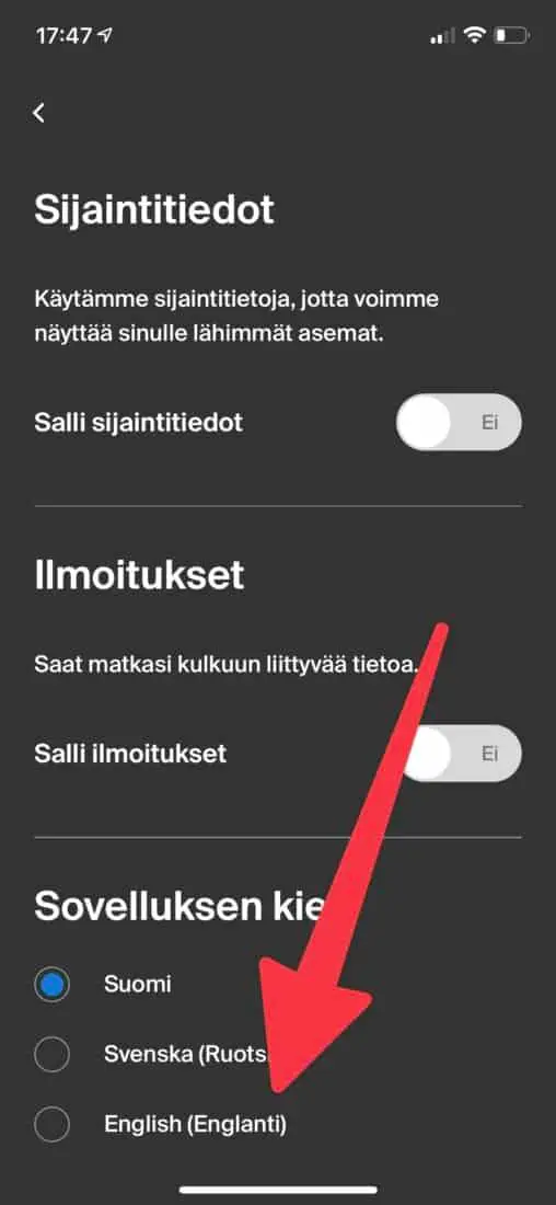 VR Matkalla App Sprache aendern Schritt 3
