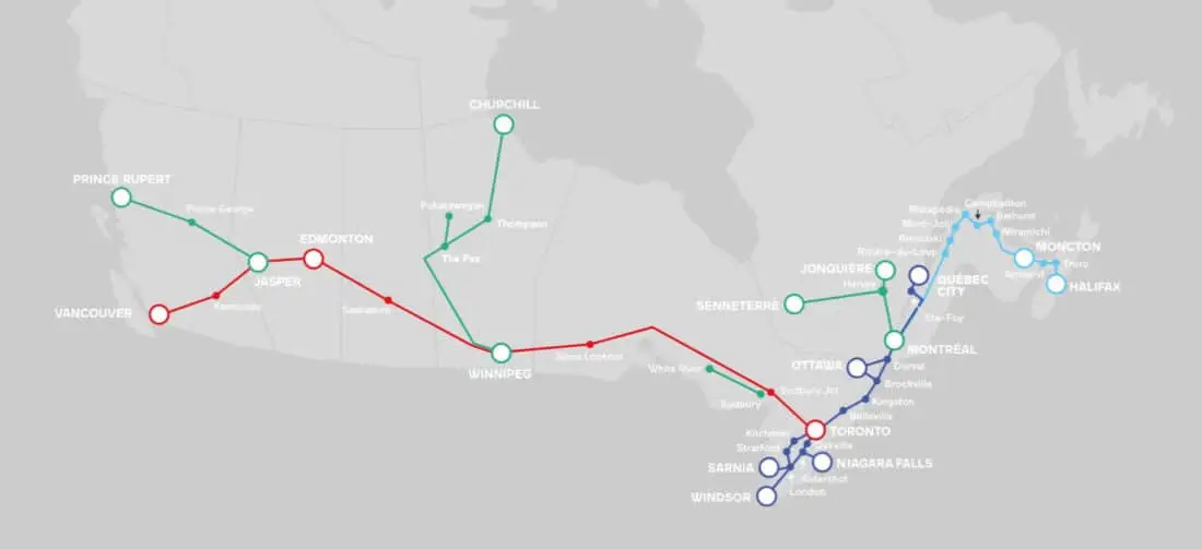 Streckennetz Via Rail Kanada