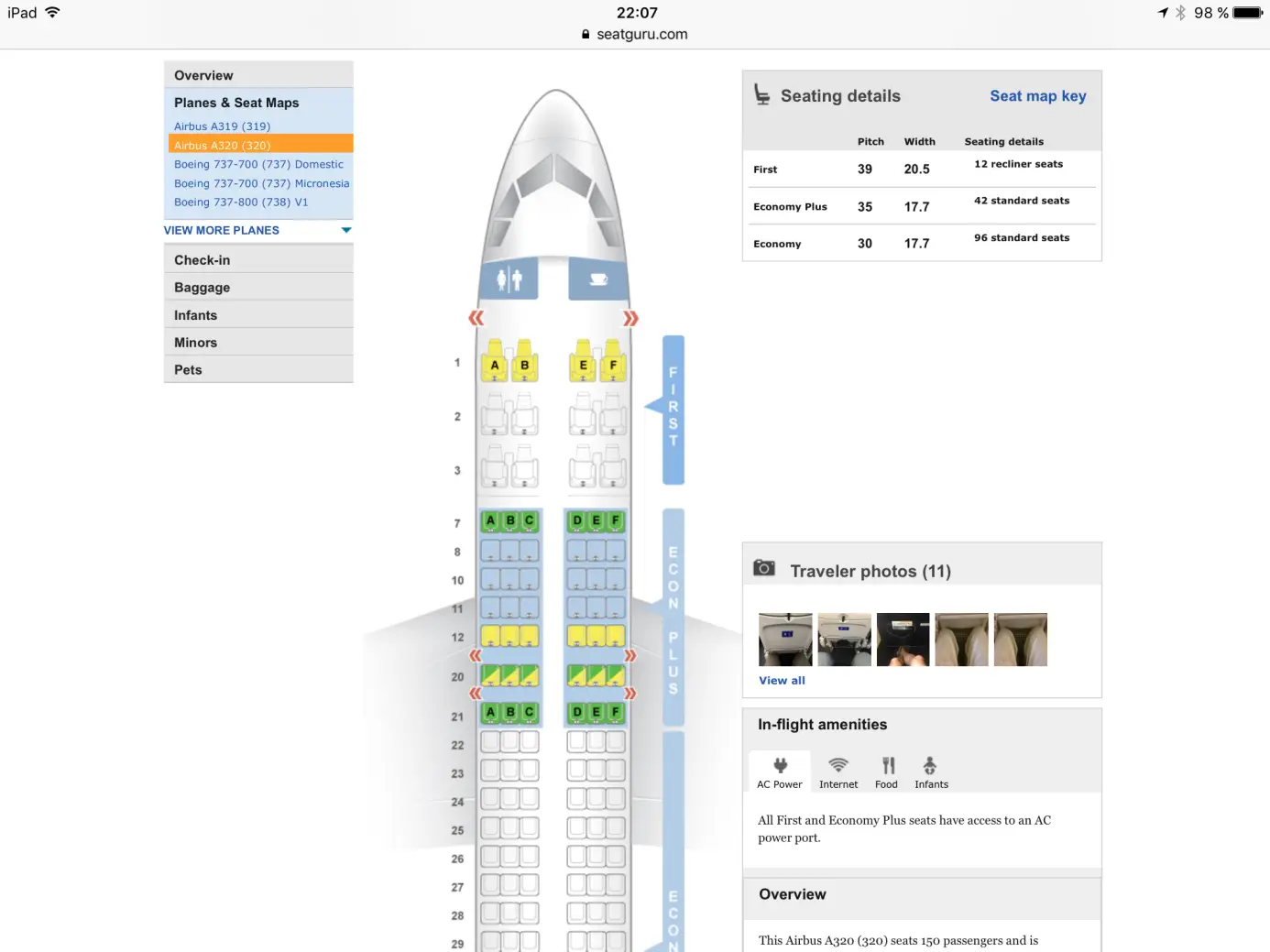 Seatguru United Airlines A320