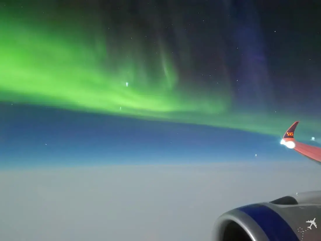 SAS Business Class LAX CPH Aurora Borealis Nordlicht