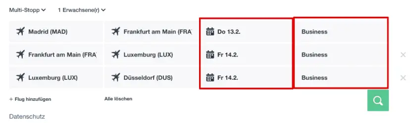 Travel Dealz MAD DUS Multistoppsuche