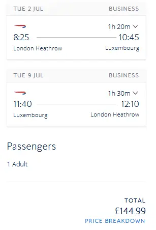 BA LHR LUX C 145ii