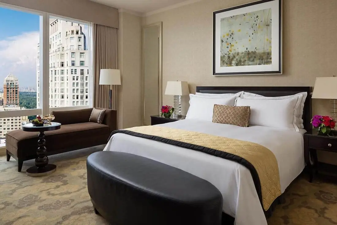 mandarin oriental new york central park view room bed