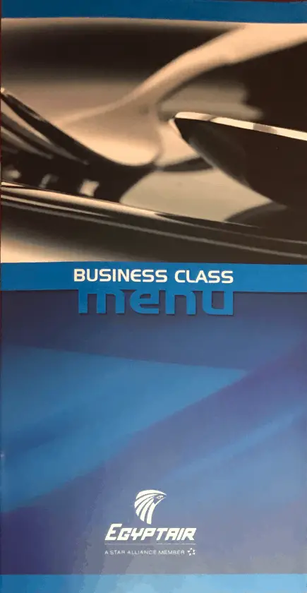 Bewertung EgyptAir Business Class A330 BKK CAI Menu 1