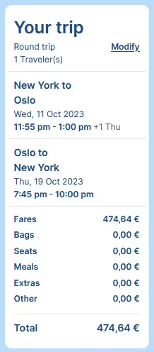 N0 JFK OSL W 474