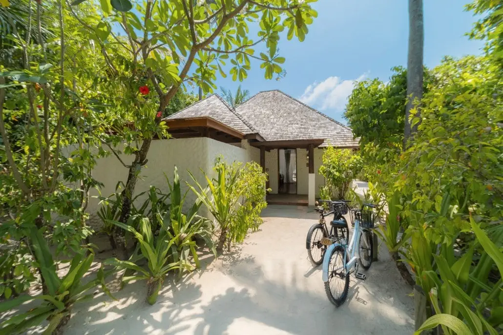 Hideaway Resort Maldives Sunset Beach Villa bikes