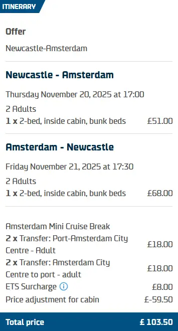 DFDS Mini Cruise NCL AMS