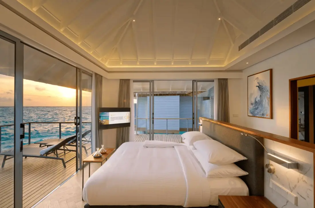 OUTRIGGER Maldives Maafushivaru Resort Over Water Villa Bedroom