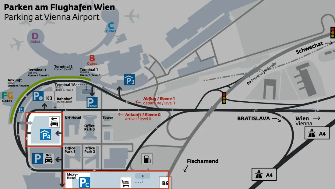 Parken am Flughafen Wien