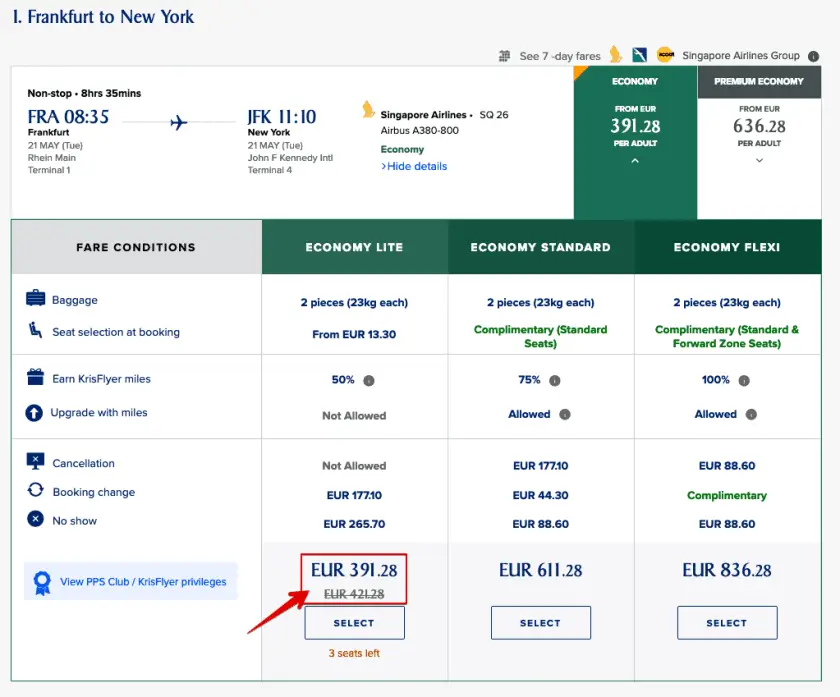 Singapore Airlines Gutschein abgezogen