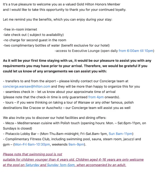 hilton warschau willkommens email