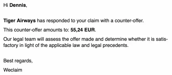 weclaim scoot second offer