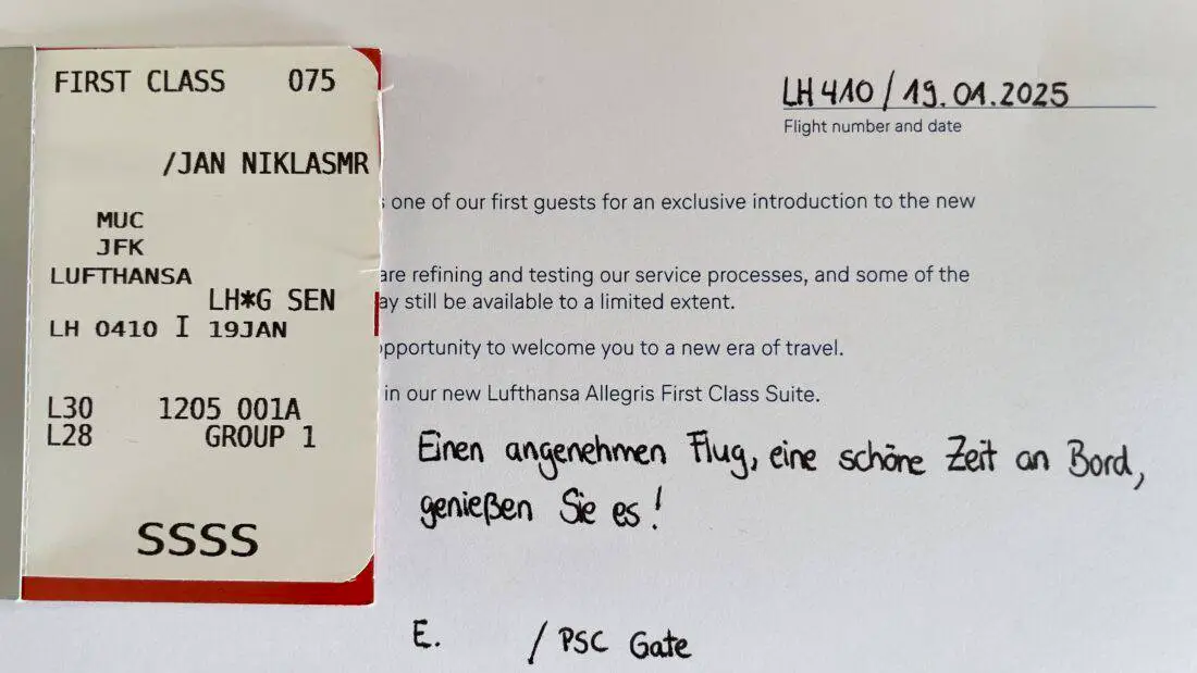Einladung in die Lufthansa Allegris First Class