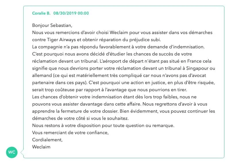 weclaim french message