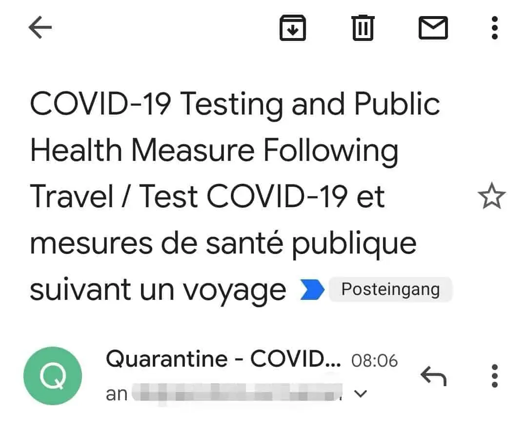 Kanada E Mail Quarantaene