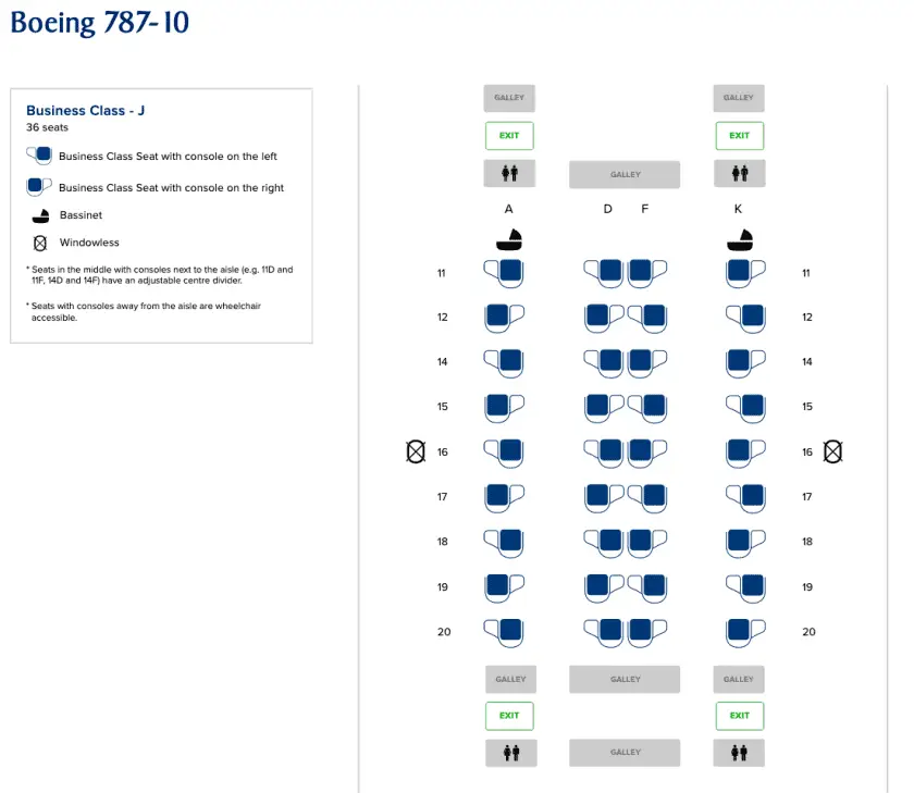 Singapore Airlines Boeing 787 10 Seatmap Business