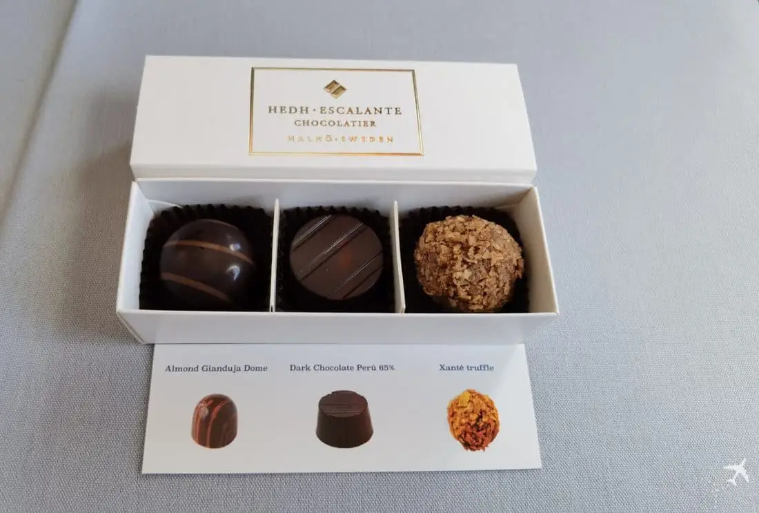 SAS Business Class LAX CPH Pralinenbox