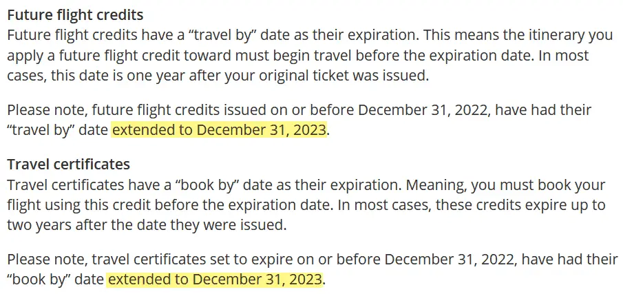 united flight credit extended