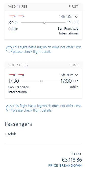 BA DUB SFO 3118