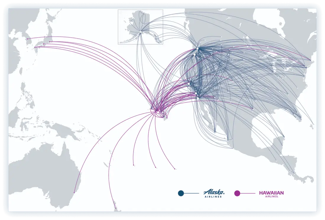 Alaska Hawaiian Route Map