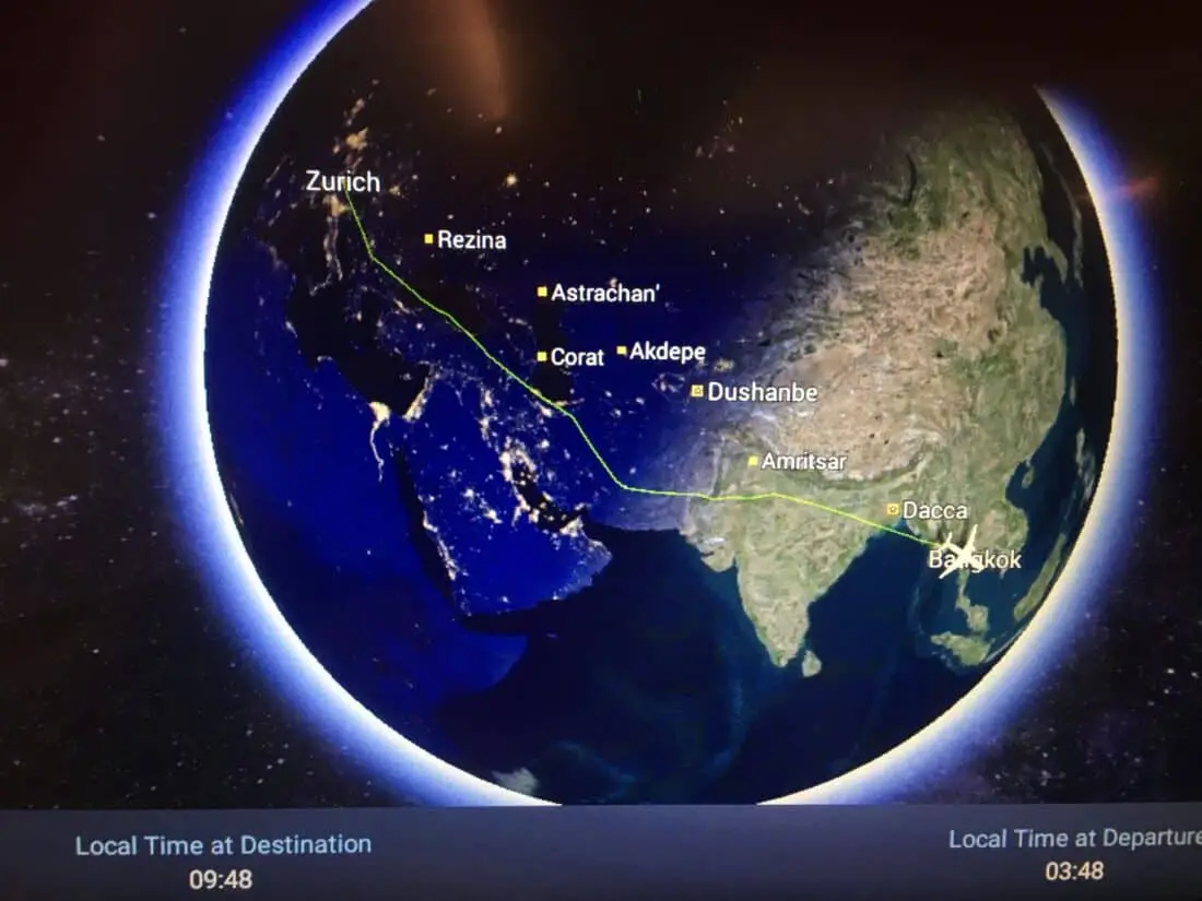 Swiss Premium Economy Flightmap