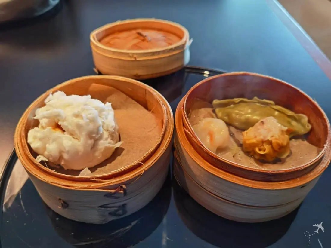 CX Biz Lounge LHR Dumplings