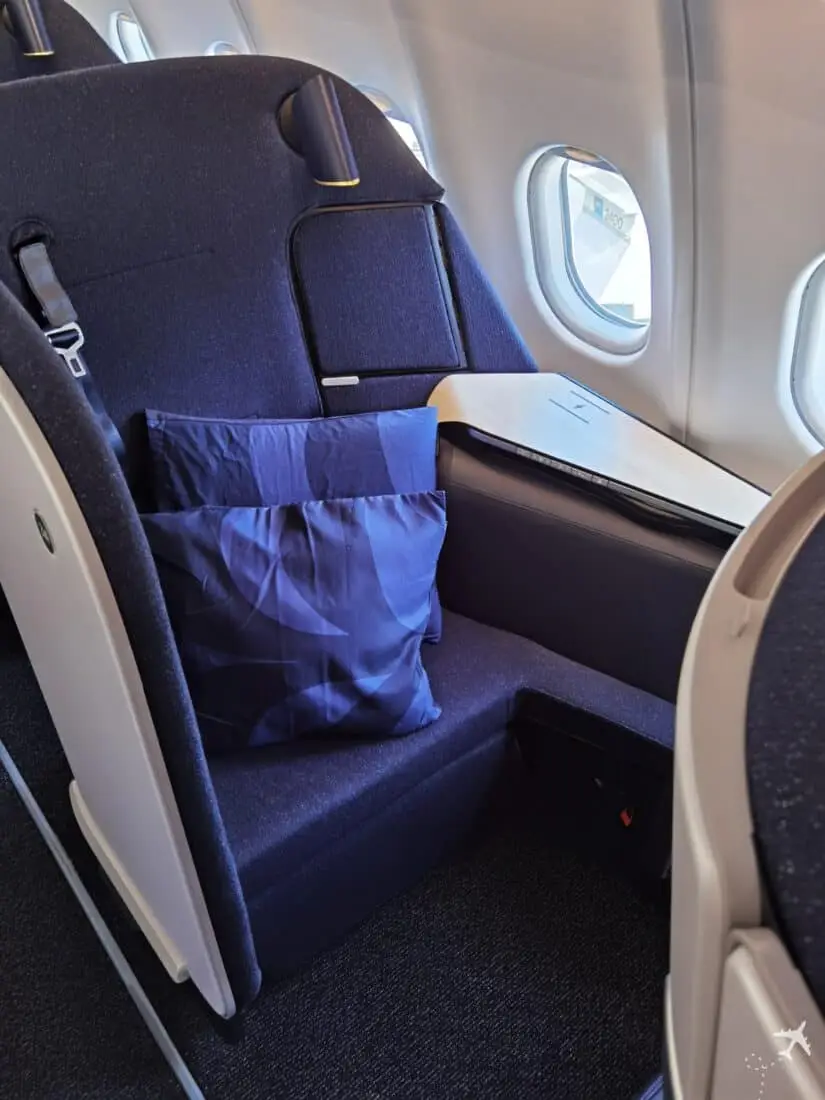 Finnair Business HEL JFK Sitz hochkant
