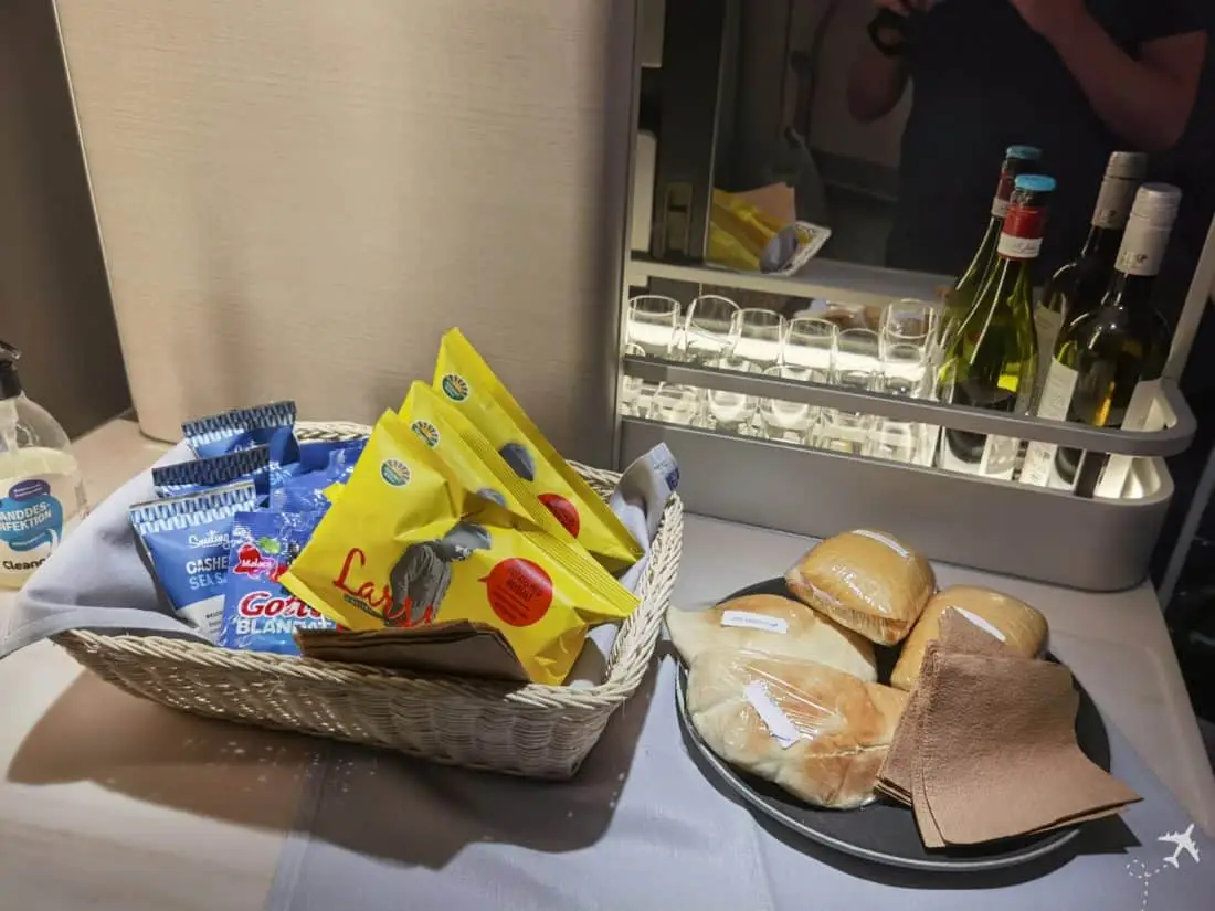 SAS Business Class LAX CPH Snacks Galley