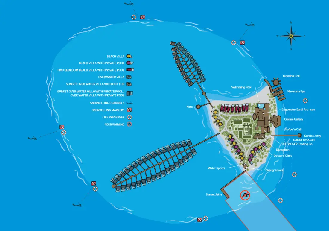 OUTRIGGER Maldives Maafushivaru Resort Map
